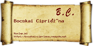 Bocskai Cipriána névjegykártya